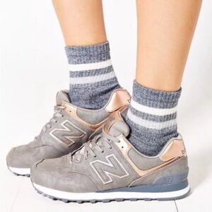 RareNew Balance 574 - Limited Edition Grey with Rose Gold, size 9 -
